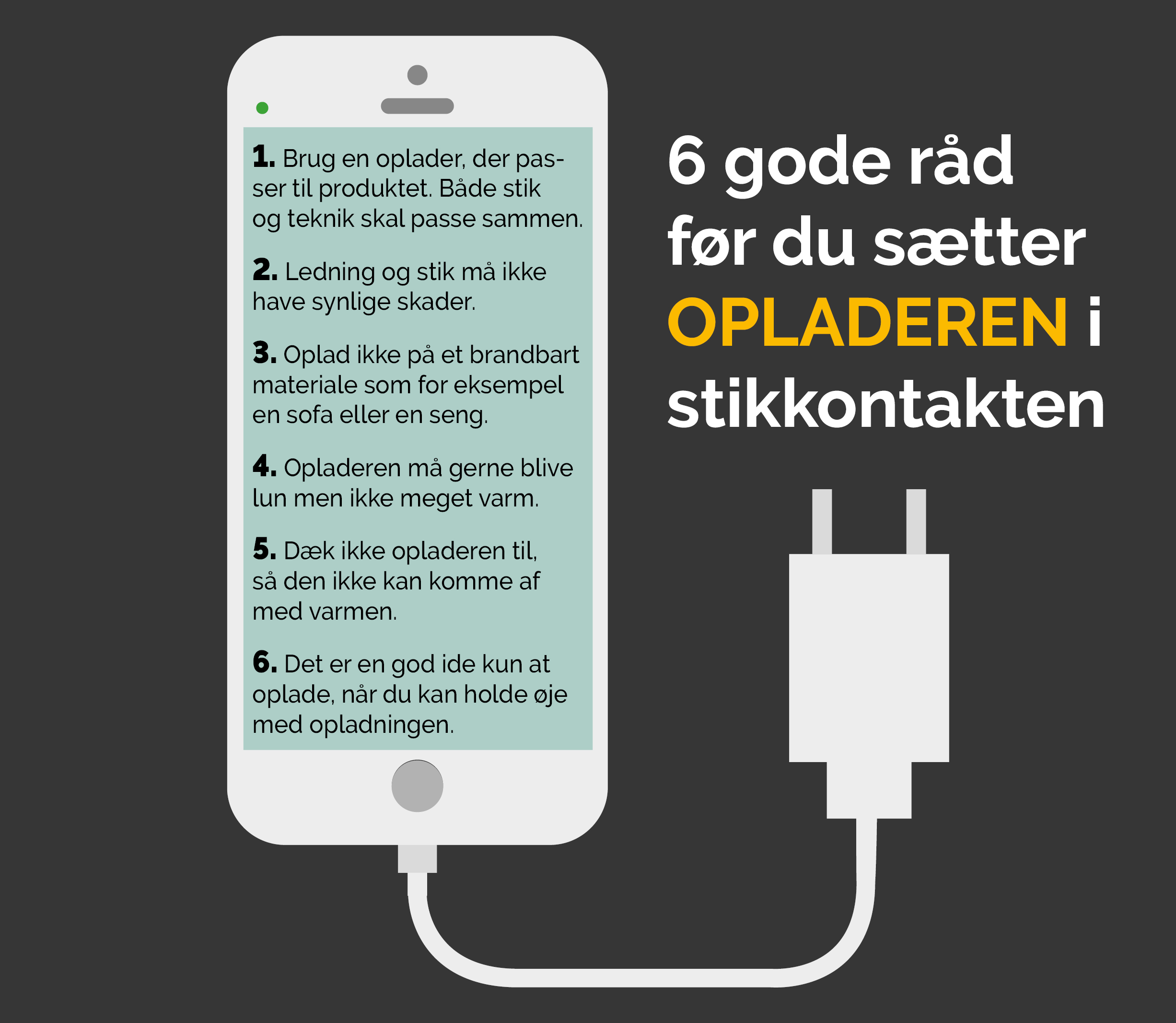symmetri kugle Uoverensstemmelse Brug opladeren til dine elektriske produkter sikkert