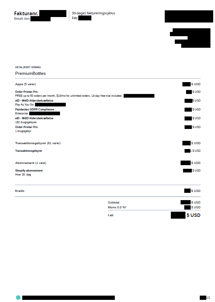 Faktura for opretholdelse - 2 side 2