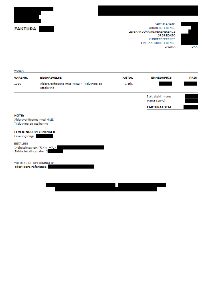 Faktura for opsætning 2