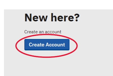 Create account button is highlighted 